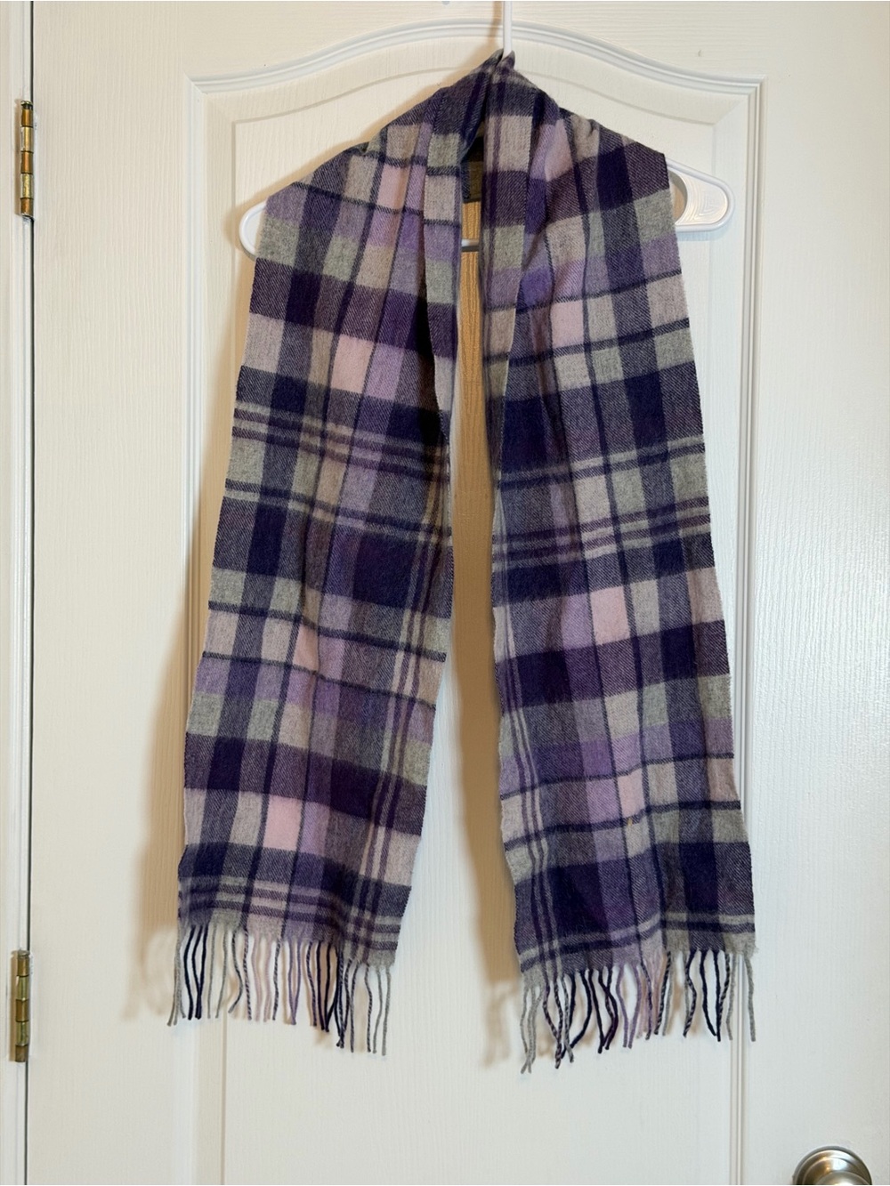 Kiltane of Scotland 100% Cashmere Purple Plaid Scarf-61"x 10"-Preppy-Soft